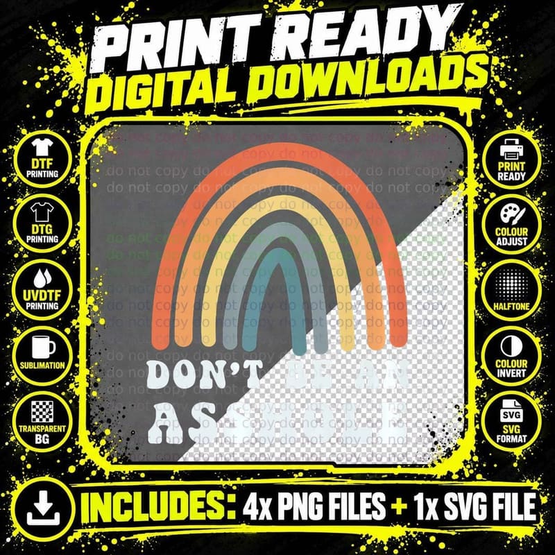 Don't Be an Asshole Funny Gift T-Shirt Png SVG Digital Bundle