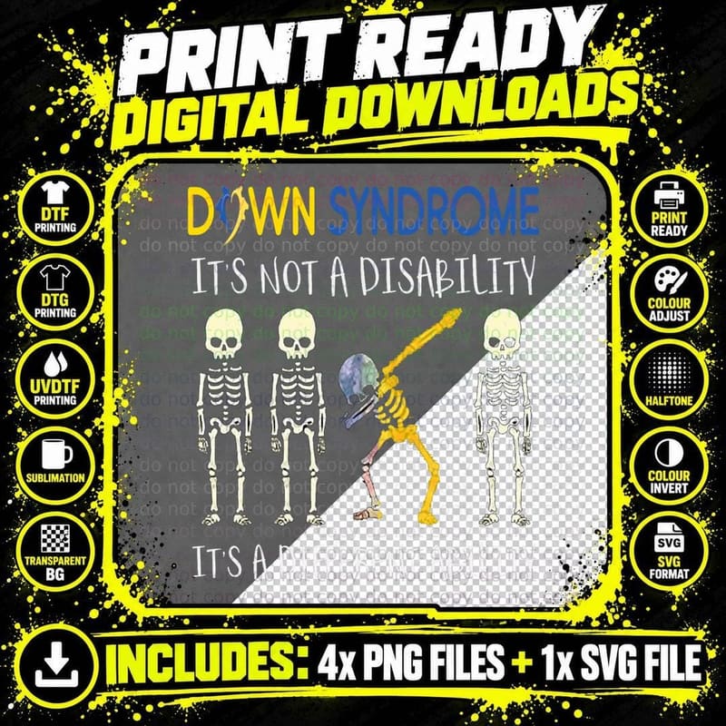 Down Syndrome It's a Different Ability Funny Down Png SVG Digital Bundle