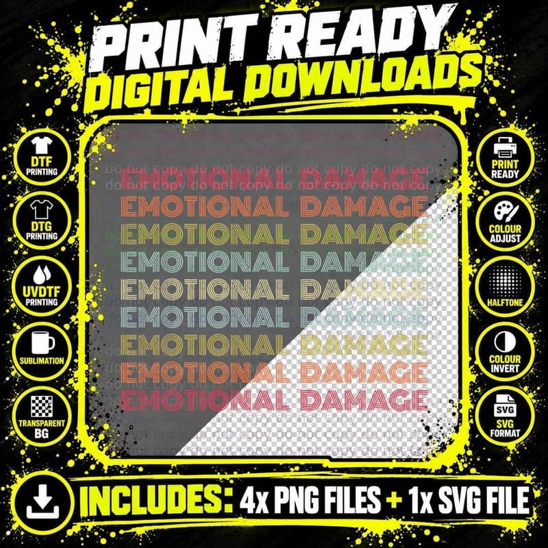 Emotional Damage Funny Meme Retro Style T-Shirt Png SVG Digital Bundle