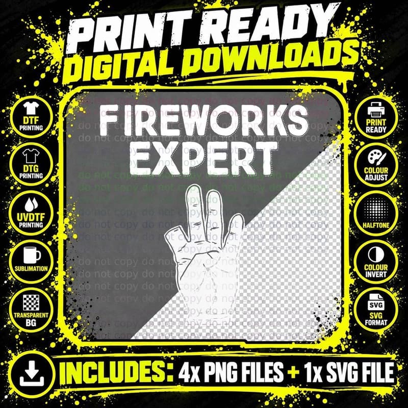 Fireworks Expert Funny Fireworks Expert T-Shirt Png SVG Digital Bundle