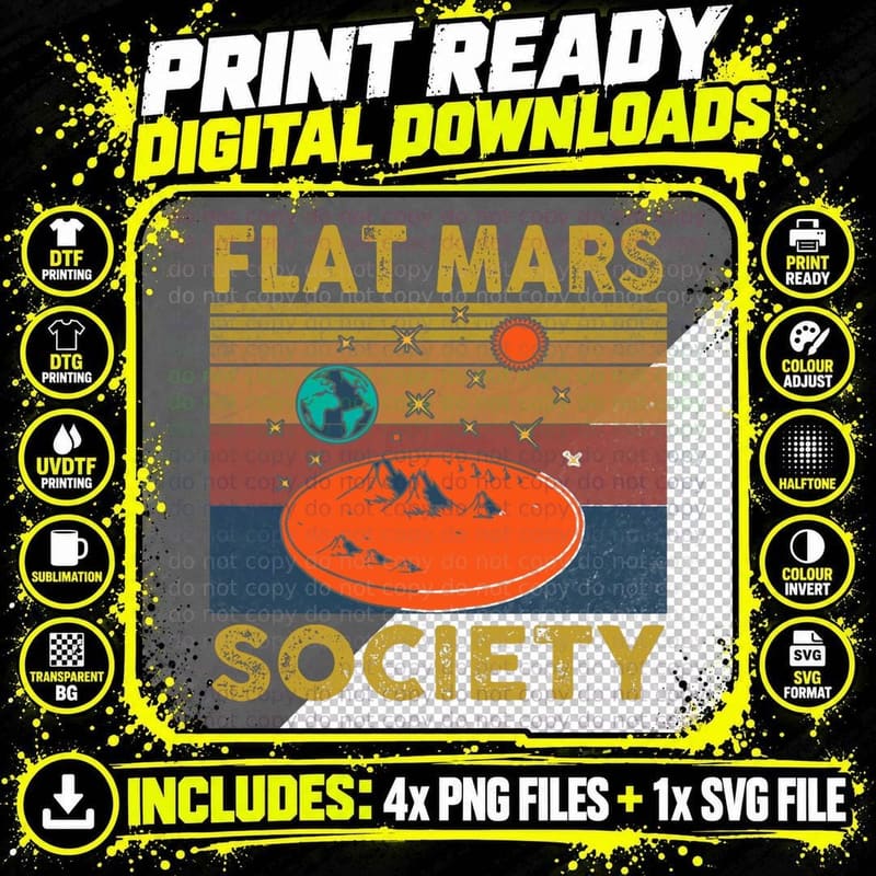 Flat Mars Society Mars 2020, Funny Science Lovers T-Shirt Png SVG Digital Bundle