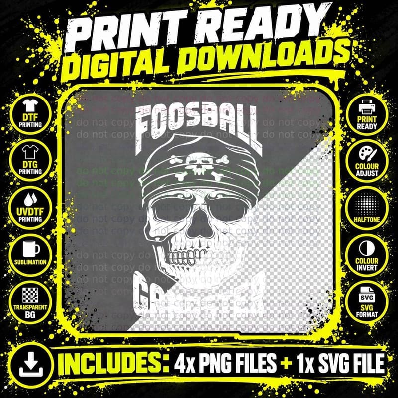 Foosball Gangster Funny Foosball Lover Player Awesome Png SVG Digital Bundle