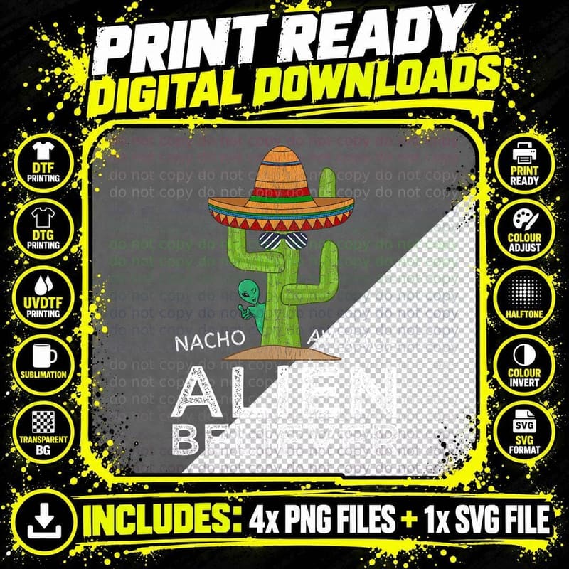 Fun Alien Conspiracy Believer Humor Funny Alien Believe Png SVG Digital Bundle