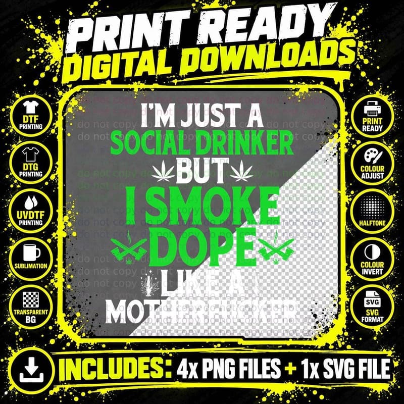 Funny 420 Bong Cannabis Marijuana Leaf Pot Head Stoner Png SVG Digital Bundle
