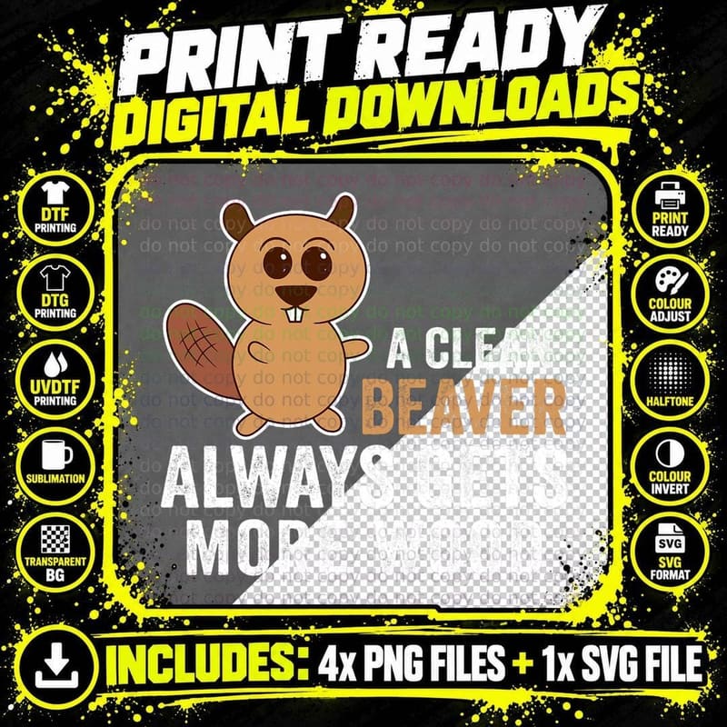 Funny Adult Clean Beaver for Women Men T-Shirt Png SVG Digital Bundle