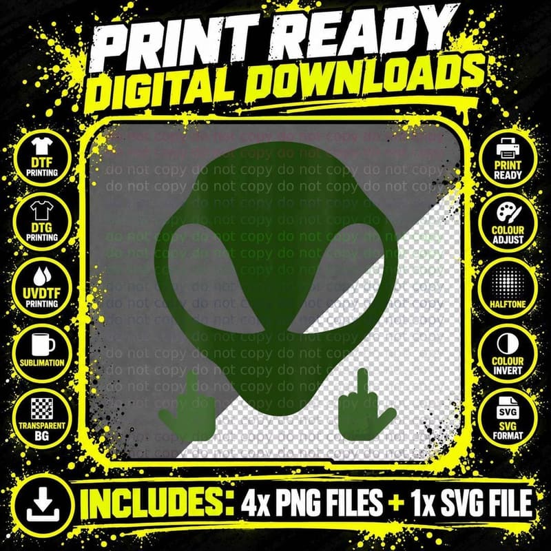 Funny Alien UFO Clothing Ufo Believer Apparel Alien ET Png SVG Digital Bundle