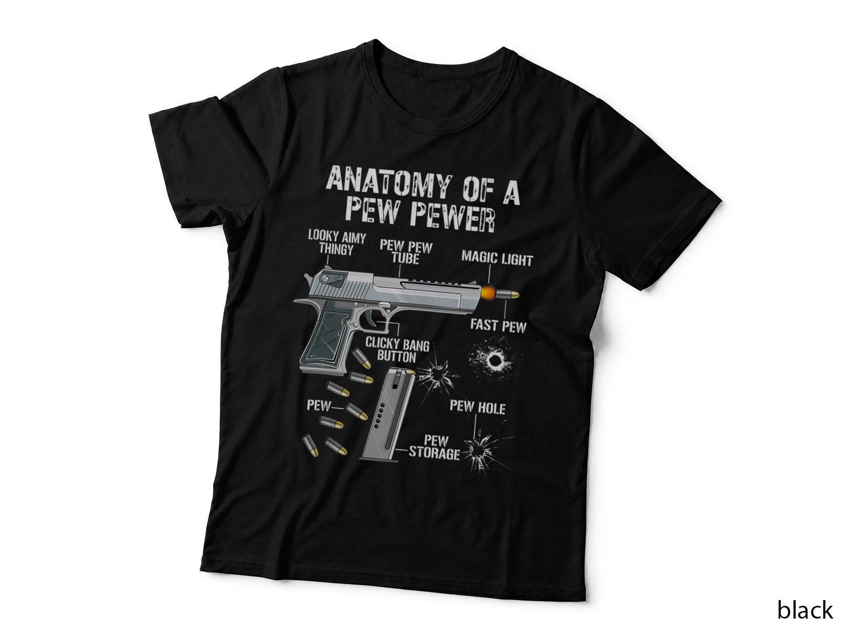 Funny Anatomy of a Pew Pewer - Ammo Gun - Amendment Saying, Funny Meme T-Shirt