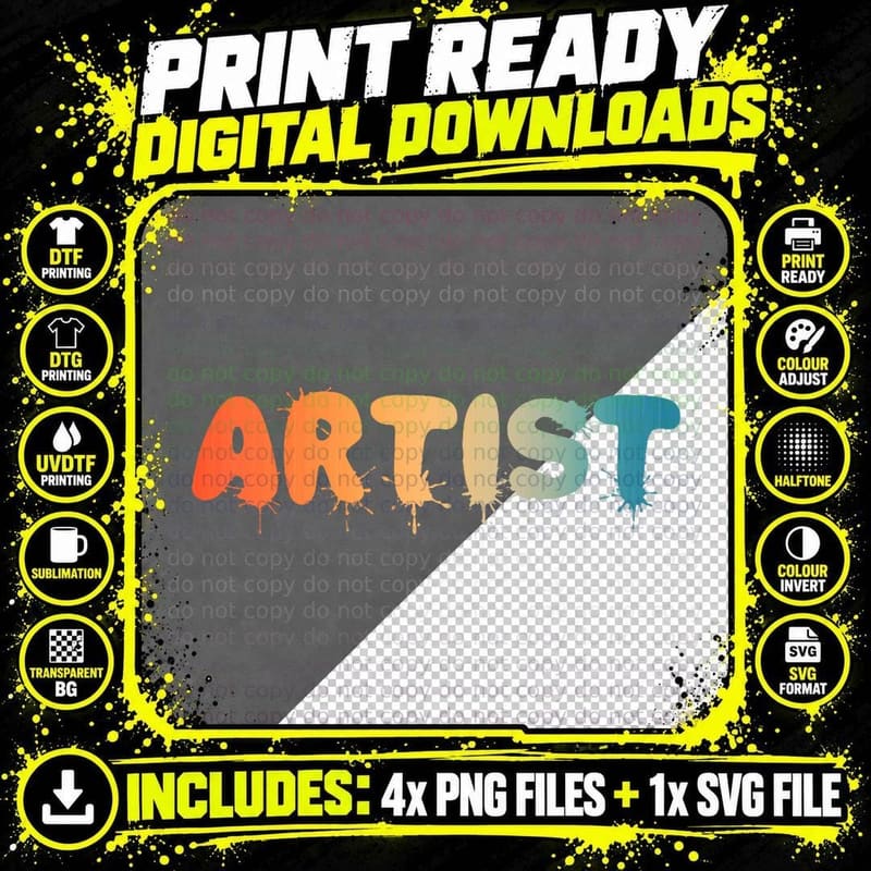 Funny Artist Art Men Women Kids Artsy Drawing Painting Png SVG Digital Bundle