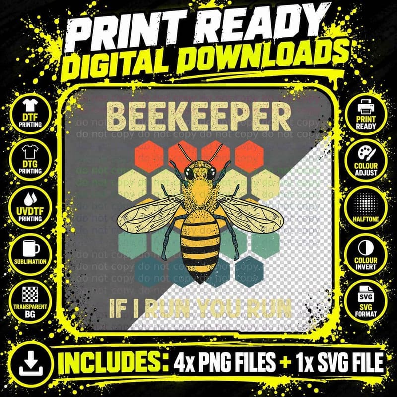 Funny Beekeeper Art for Men Women Bee Honeycomb Png SVG Digital Bundle