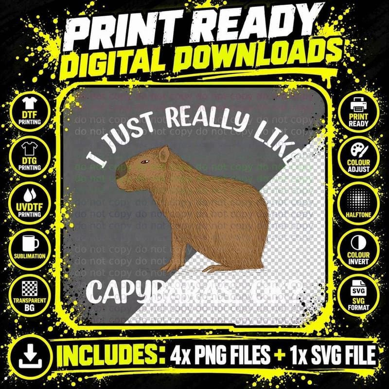 Funny Capybara Art for Men Women Kids Rodent Capybara Png SVG Digital Bundle