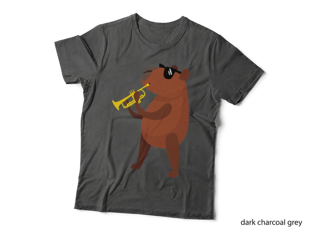 Funny Capybara Wearing Sunglasses Playing Trumpet T-Shirt