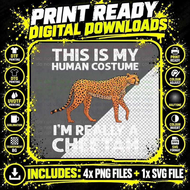 Funny Cheetah Design for Boys Girls Leopard Safari Png SVG Digital Bundle