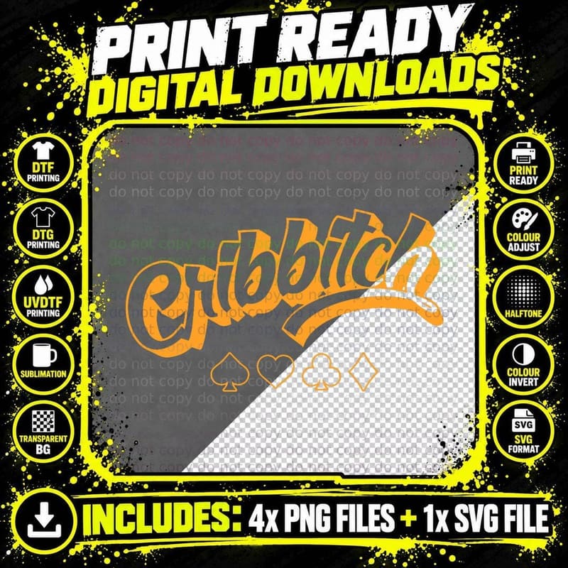 Funny Cribbitch Cribbage Queen T-Shirt Png SVG Digital Bundle