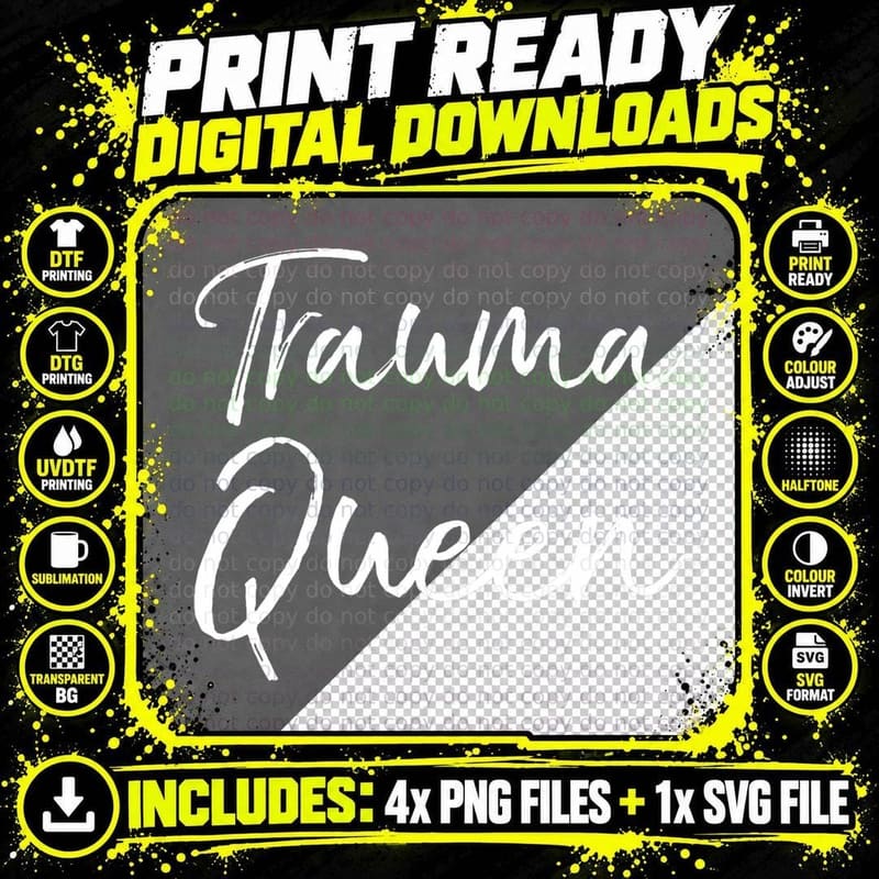 Funny Emergency Room Nursing Gift for Women Trauma Queen Png SVG Digital Bundle
