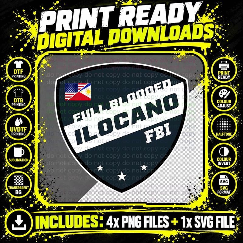 Funny Filipino Shirt FBI Full Blooded Ilocano Shirt Png SVG Digital Bundle