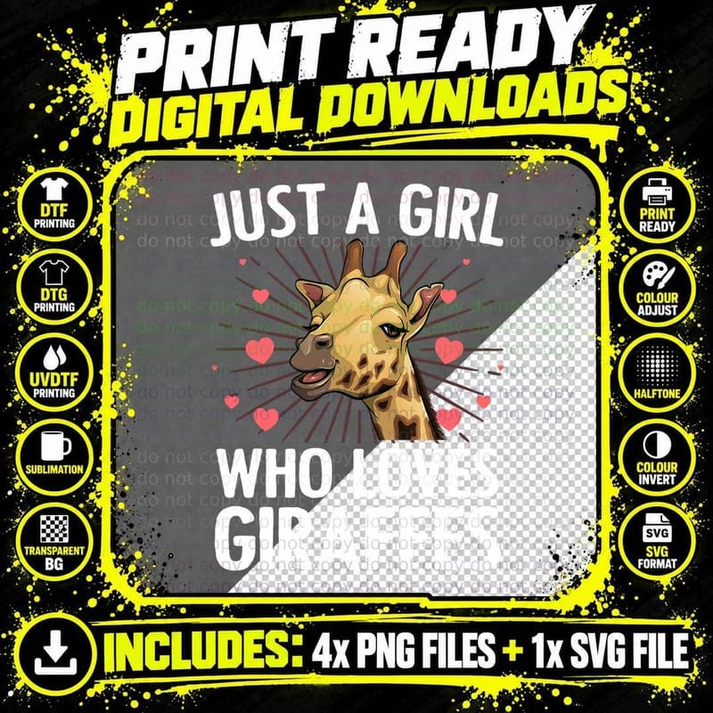 Funny Giraffe Design for Women Girls Safari Giraffe Png SVG Digital Bundle