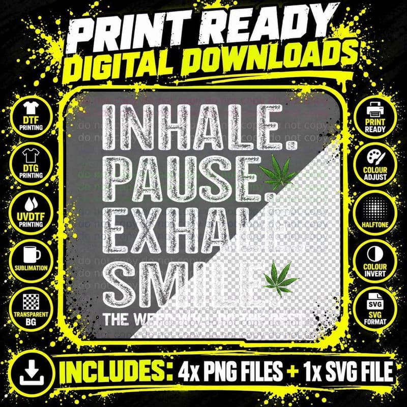 Funny I Smoke Blunt Weed Marijuana Cannabis Pot Smoking Png SVG Digital Bundle