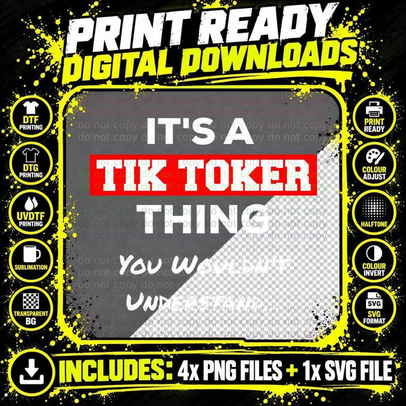 Funny It's a Tik Toker Thing Famous Social Media Video Png SVG Digital Bundle