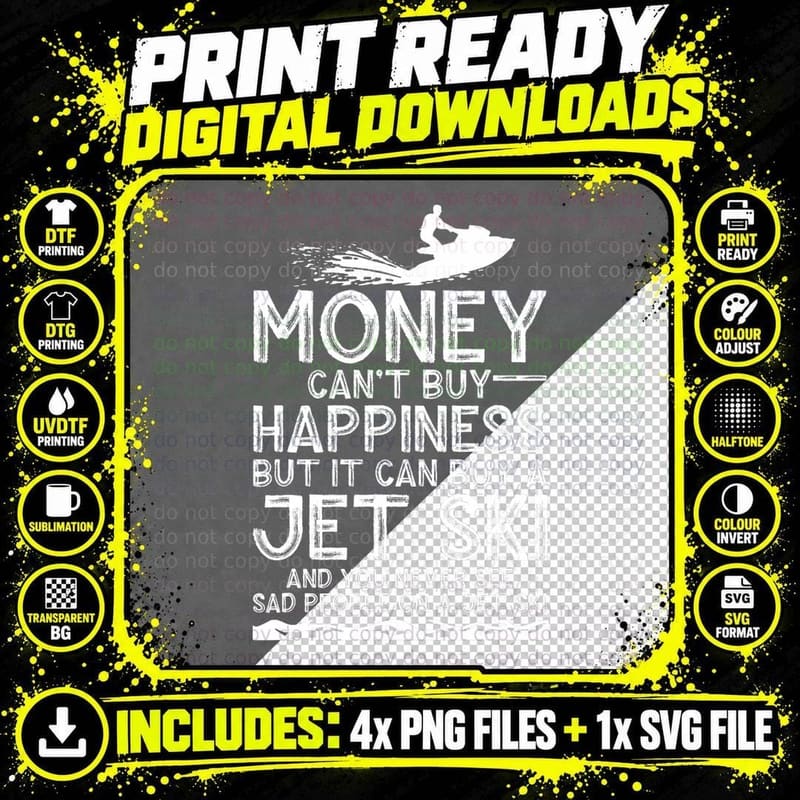 Funny Jet Ski Gift for Water Sport Lover Ski Rider Men Png SVG Digital Bundle