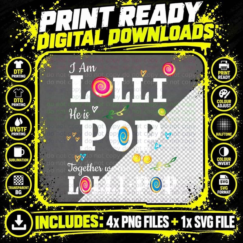 Funny Lolli Pop Lollipop Grandmother Grandfather Shirt Png SVG Digital Bundle