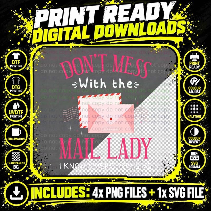 Funny Mailwoman Art for Postal Worker Mail Carrier Png SVG Digital Bundle