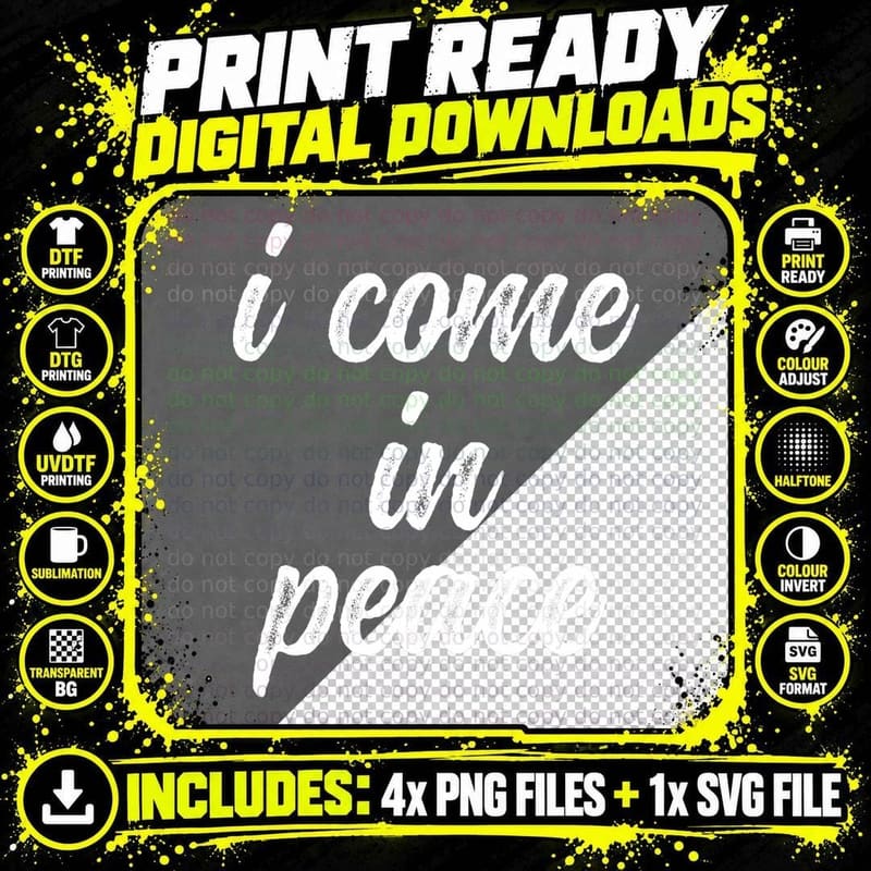 Funny Matching Couple Outfits - I Come in Peace I'm Png SVG Digital Bundle