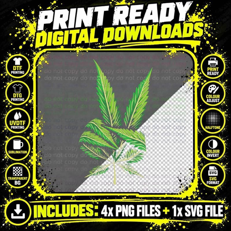 Funny Peace Hand Weed Gift Cool Marijuana Leaf Peace Png SVG Digital Bundle