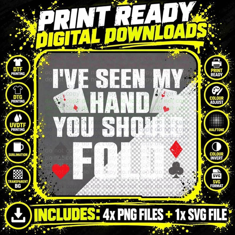 Funny Poker Player Art for Men Women Gambler Casino Png SVG Digital Bundle