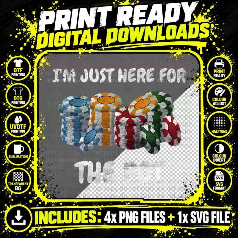 Funny Poker Playing I'm Just Here for the Pot Design Png SVG Digital Bundle