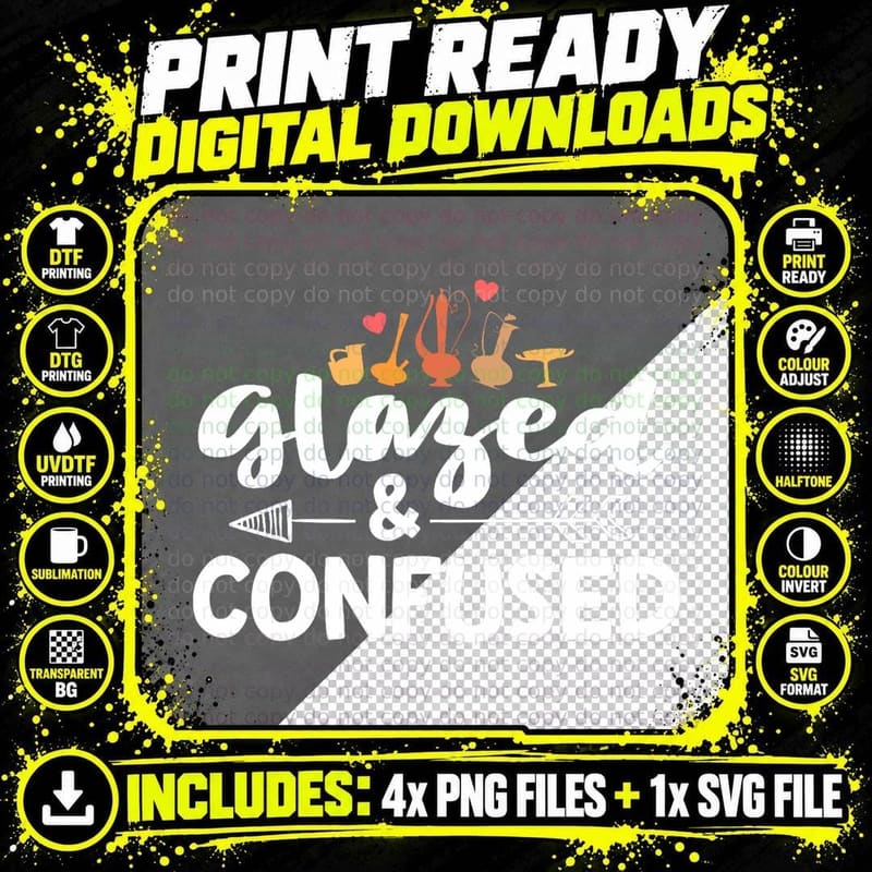 Funny Pottery Shirt Glazed and Confused Ceramic Artist Png SVG Digital Bundle