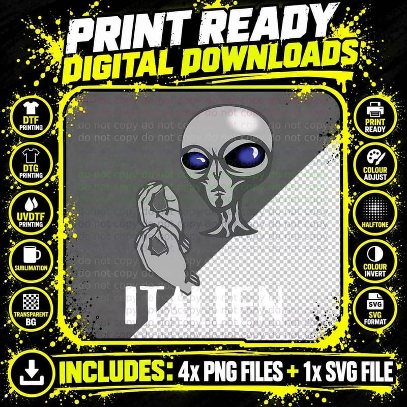 Funny Pun Italian Alien Italien Meme T-Shirt Png SVG Digital Bundle