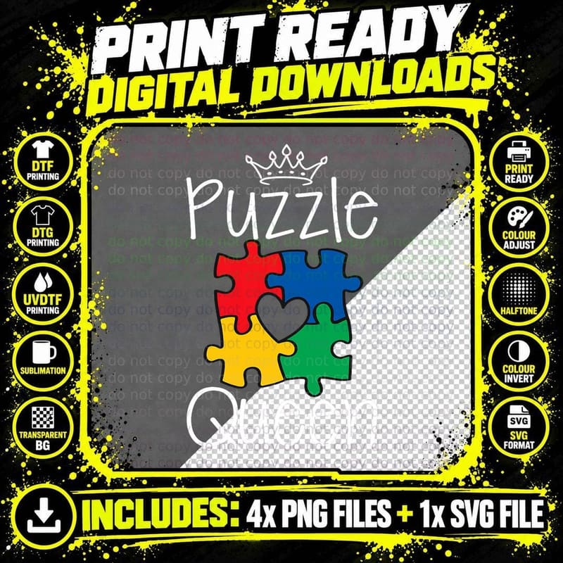 Funny Puzzle Queen Jigsaw Puzzle Lovers Dissectologist Png SVG Digital Bundle