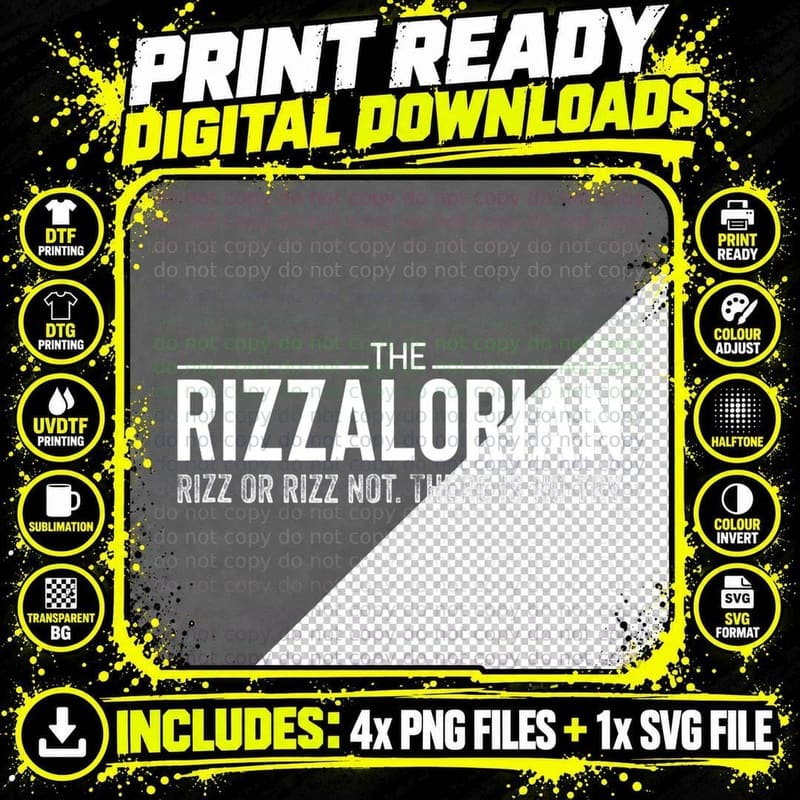 Funny Rizz the Rizzalorian There Is No Try Rizz or Rizz Png SVG Digital Bundle