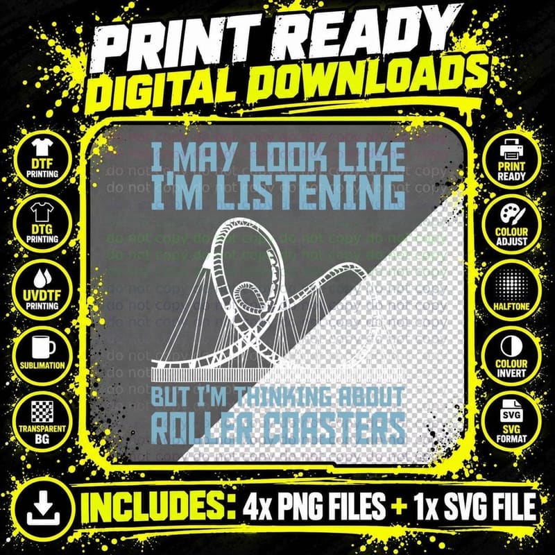 Funny Roller Coaster Amusement Park Lover T-Shirt Png SVG Digital Bundle