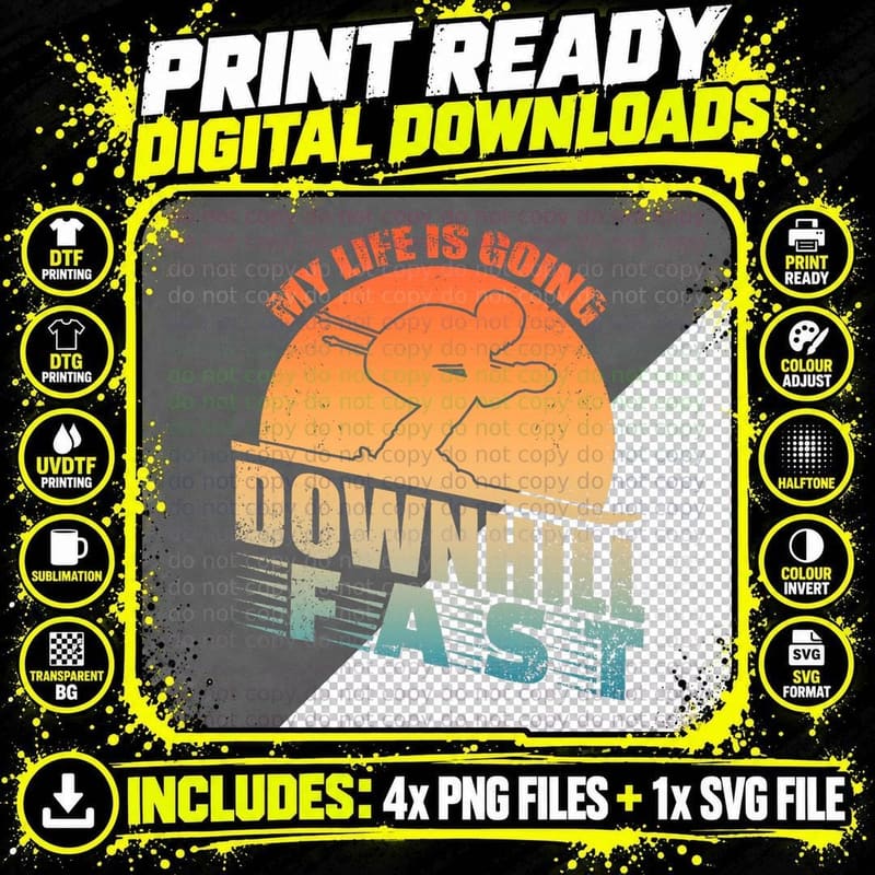 Funny Skiing Art for Men Women Downhill Ski Snow Skier Png SVG Digital Bundle