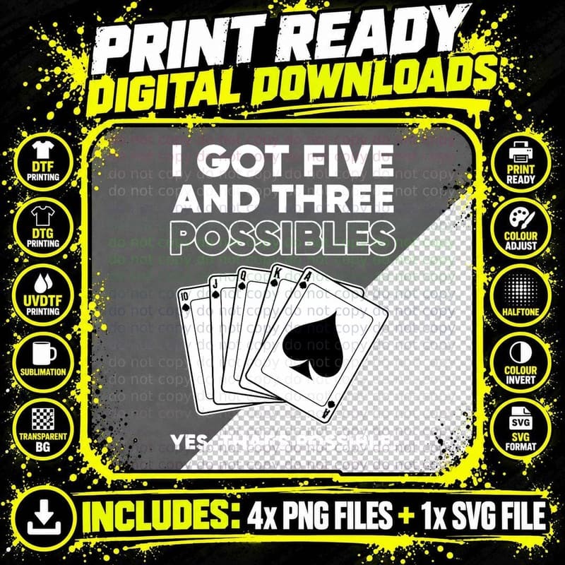 Funny Spade Card Game Poker Royal Flush T-Shirt Png SVG Digital Bundle