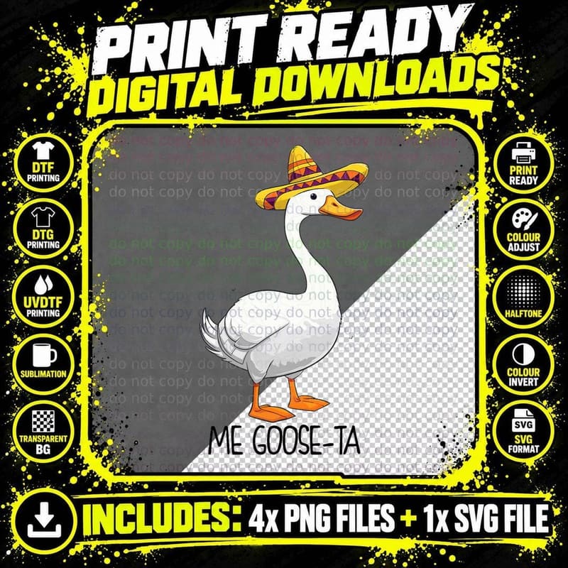 Funny Spanish Goose Pun Mexican Me Goose Ta T-Shirt Png SVG Digital Bundle