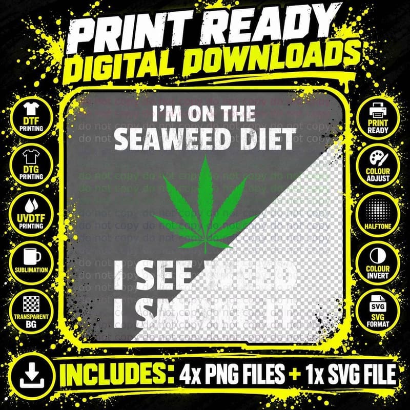Funny Stoner for Smoking Weed W Marijuana Leaf Saying Png SVG Digital Bundle