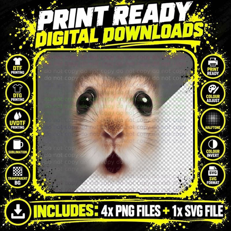 Funny Surprised Hamster Face Meme Big Troll Rat Mouse Png SVG Digital Bundle