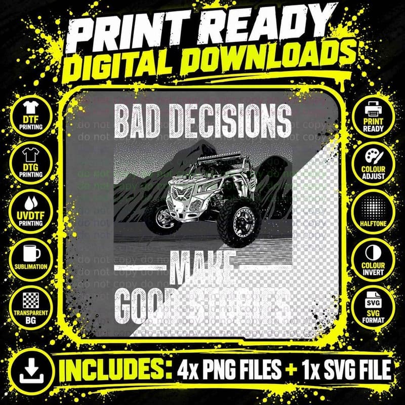 Funny Sxs ATV Art for Men Women UTV off Road Riding Png SVG Digital Bundle