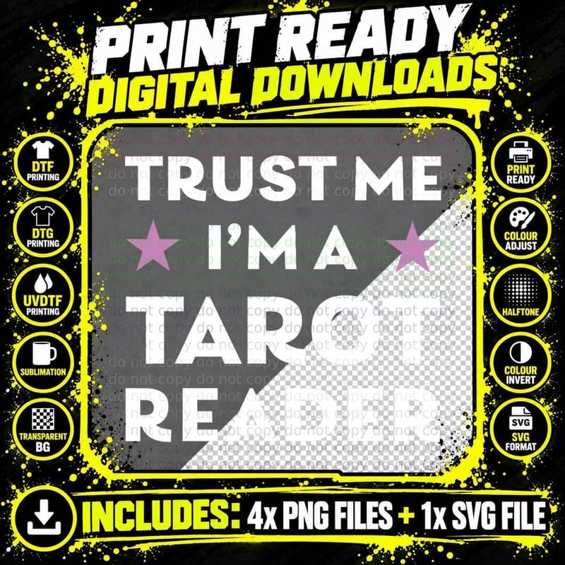 Funny Tarot Card Psychic T-Shirt Trust Me I'm a Tarot Png SVG Digital Bundle