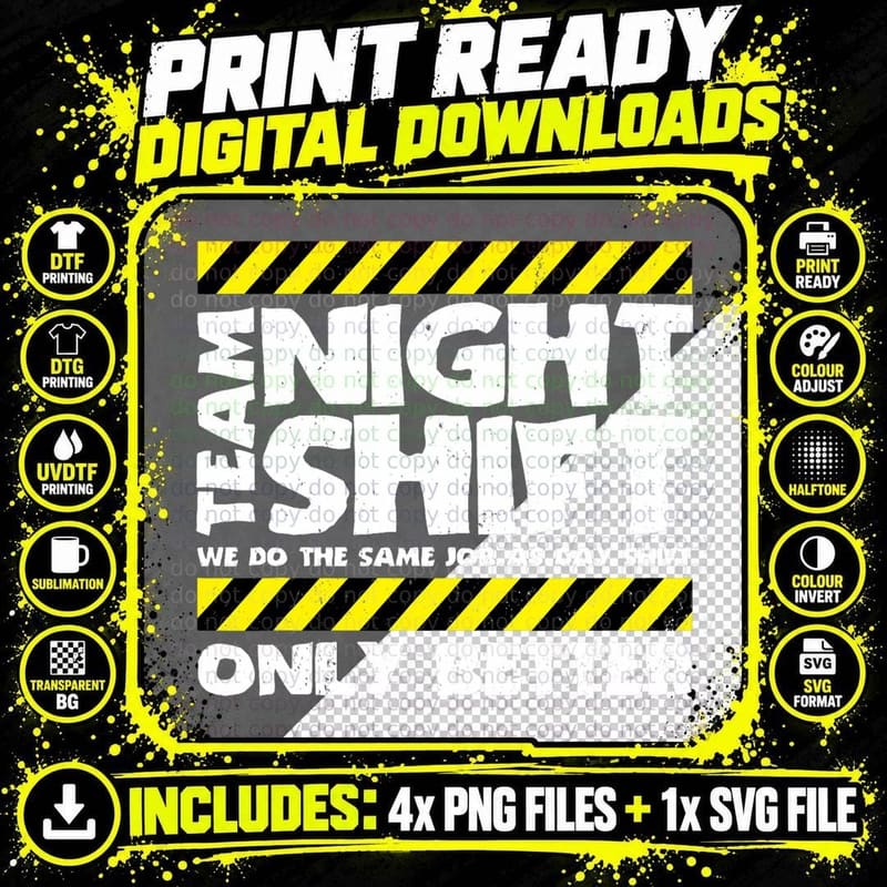 Funny Work Meme - Team Night Shift - Funny Factory Png SVG Digital Bundle