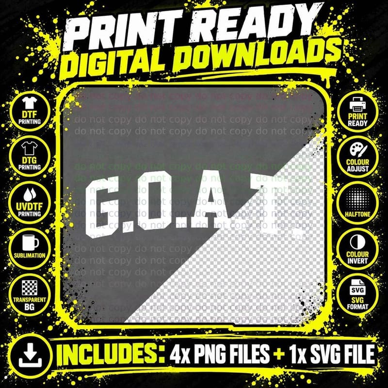 GOAT Funny Greatest of All Time G.o.a.t. T-Shirt Png SVG Digital Bundle
