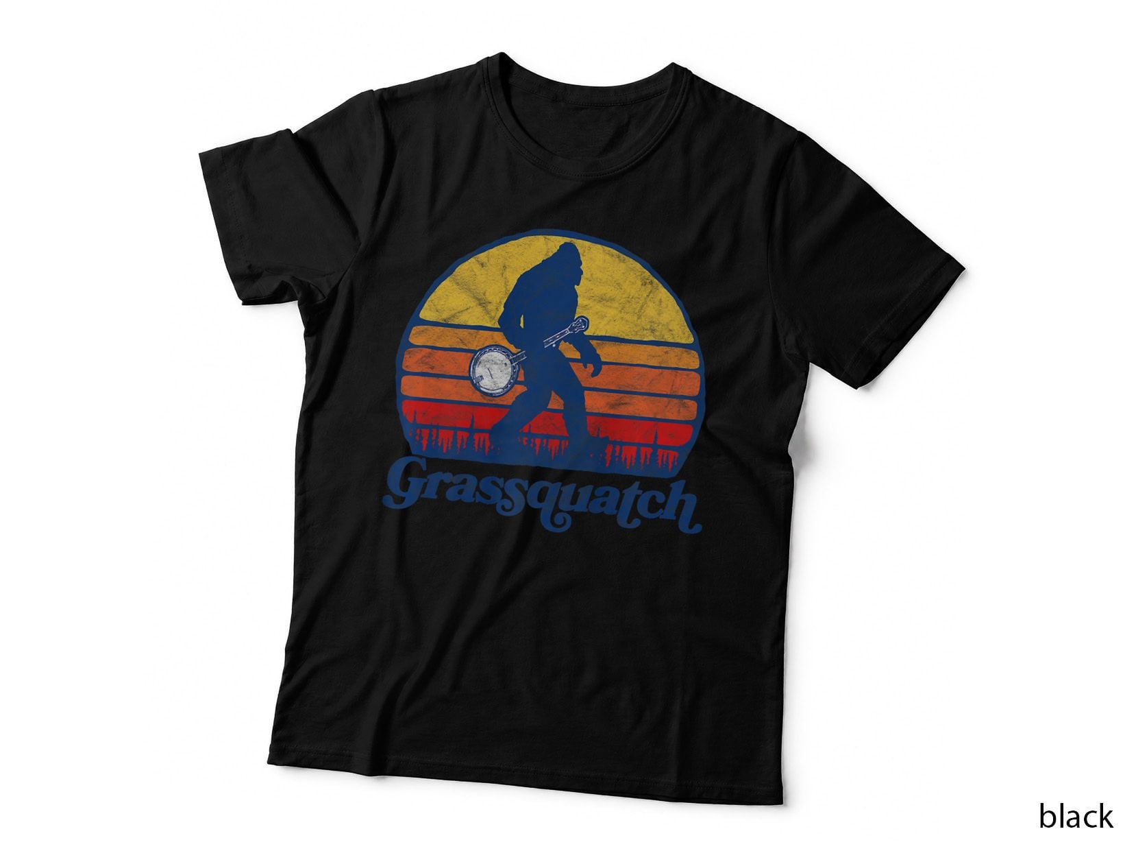 Grassquatch! Funny Bigfoot & Banjo Bluegrass Sasquatch, Funny Meme T-Shirt