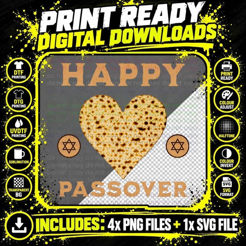 Happy Passover Funny Jewish Passover Seder Matzah T-Shirt Png SVG Digital Bundle