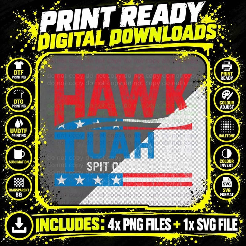 Hawk Tuah 24 Spit on That Thang - Hawk Tush Funny T-Shirt Png SVG Digital Bundle
