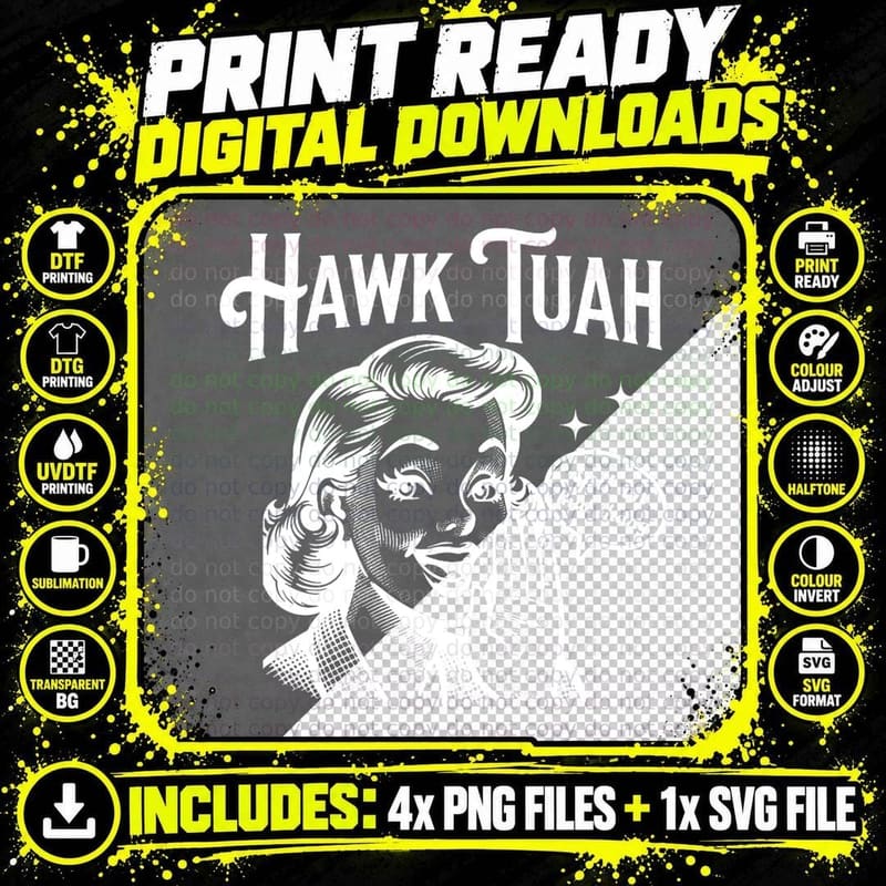 Hawk Tuah Meme Hawk Tush Spit on That Thang 50s Woman Png SVG Digital Bundle