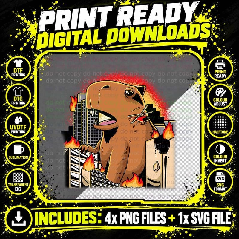 Huge Capybara Rodent Funny Capibara T-Shirt Png SVG Digital Bundle