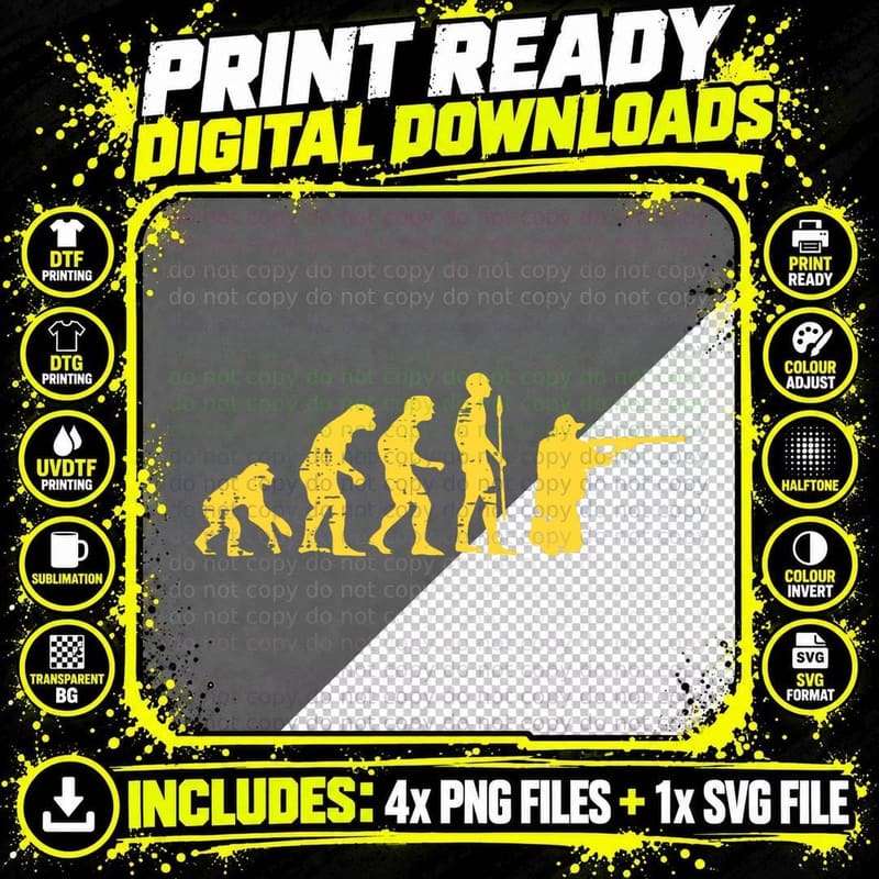 Hunting Human Evolution Funny Hunter Women Kids Men Png SVG Digital Bundle