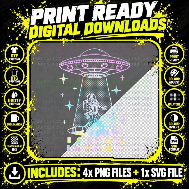 I Come in Peace I'm Peace Funny Alien Couple's Lover Png SVG Digital Bundle
